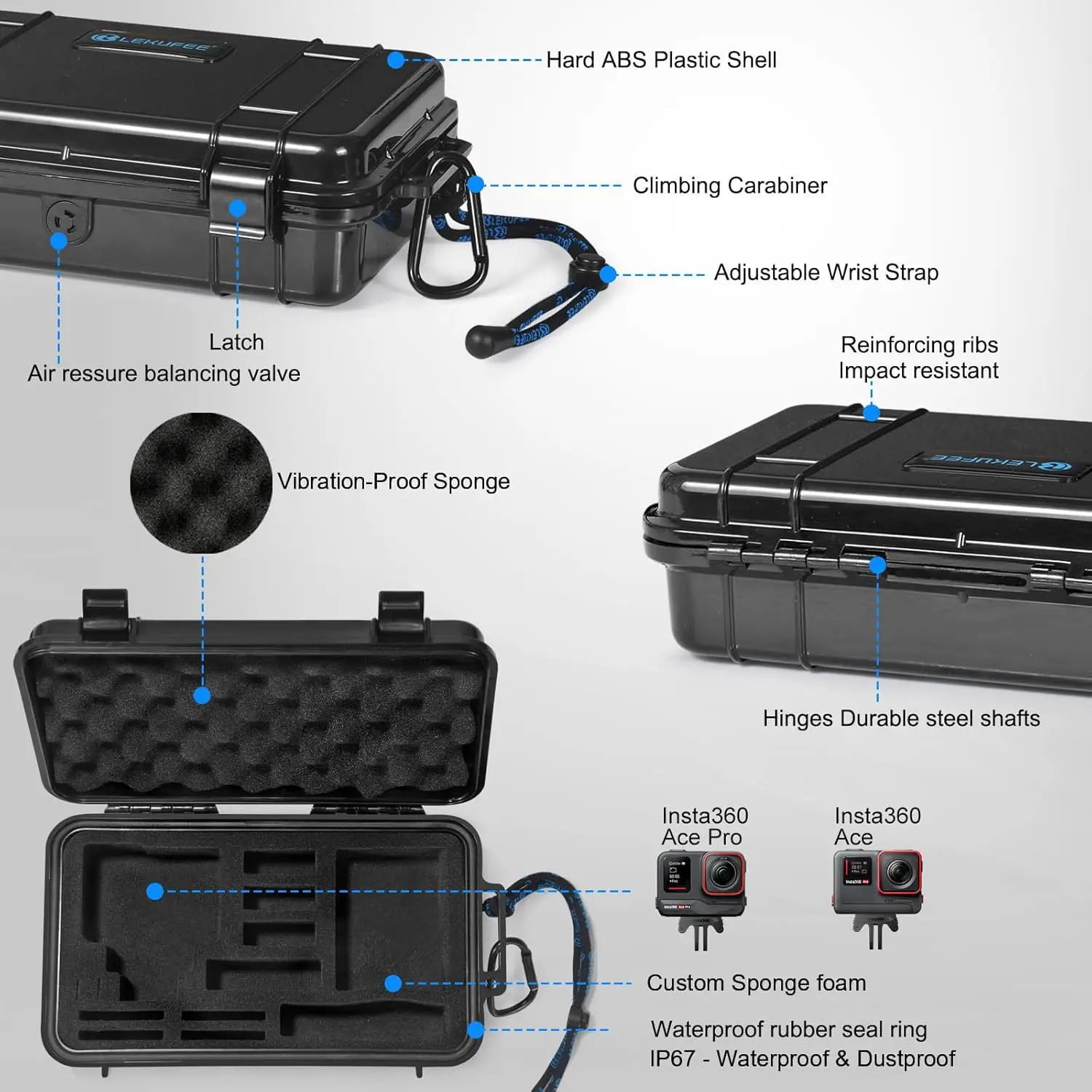 حافظة صلبة مقاومة للماء لكاميرا Insta360 Ace Pro 2/Pro/Ace Action (العلبة فقط) #3