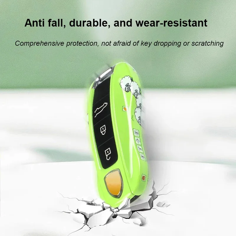 3-Piece Set Painted Car Key Cover Key Fob Shell Keycase For Porsche Macan Cayenne 718 Cayman 911 Panamera Boxster Taycan