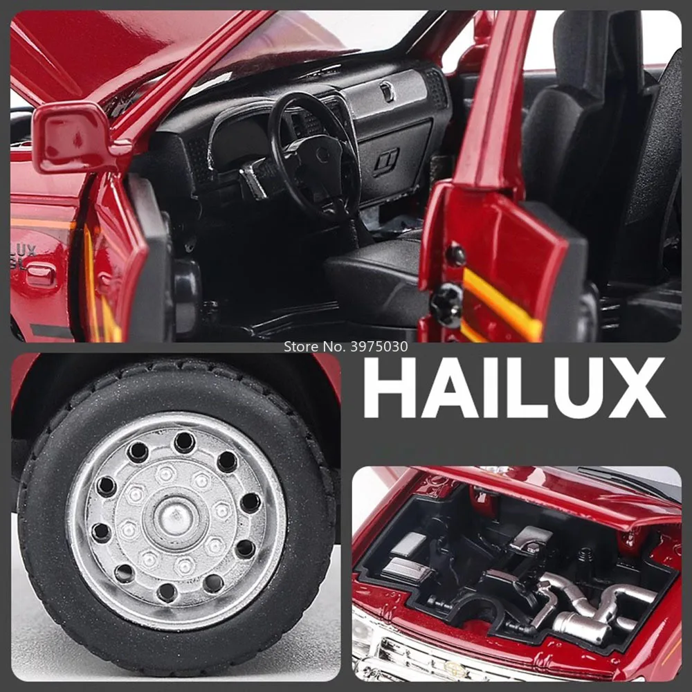 Hilux TUNDRA TRD 4x4, jouet en alliage, modèle de portes ouvertes, roue tout-terrain Miniature, véhicule à tirer pour enfants, cadeaux de décoration, 1:32