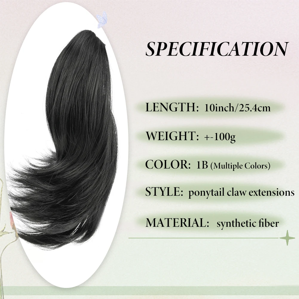 Short Ponytail Extension Synthetic  Claw Clip in Hairpiece Wavy Ponytail Hair Extensions High Quality Short Pony Tail for Women