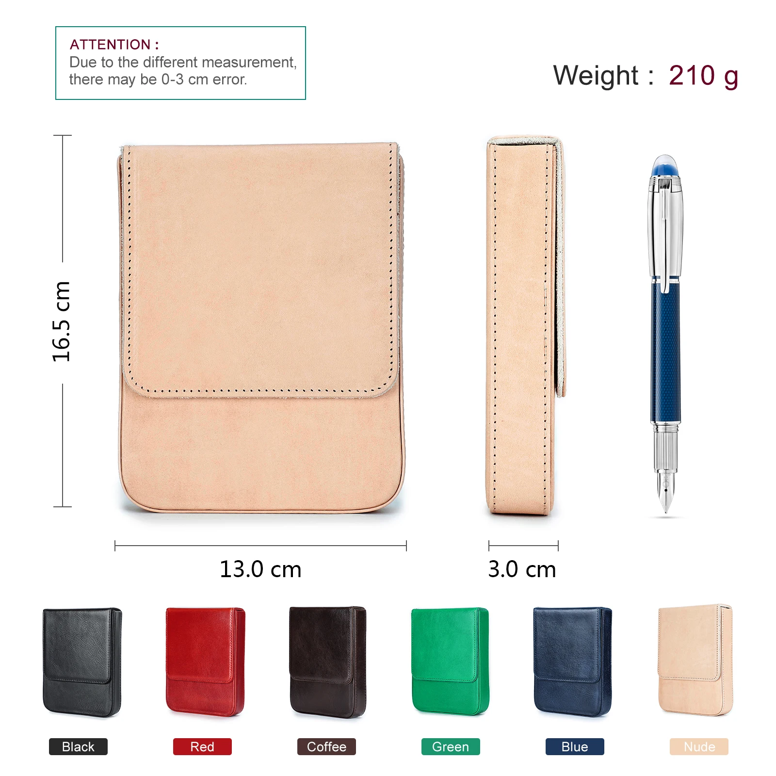 Genuine Leather Pen Case for Fountain Pen Cowhide 6 Pens Holder School Office Pencil Pouch Bag Men Women Adult Student Best Gift