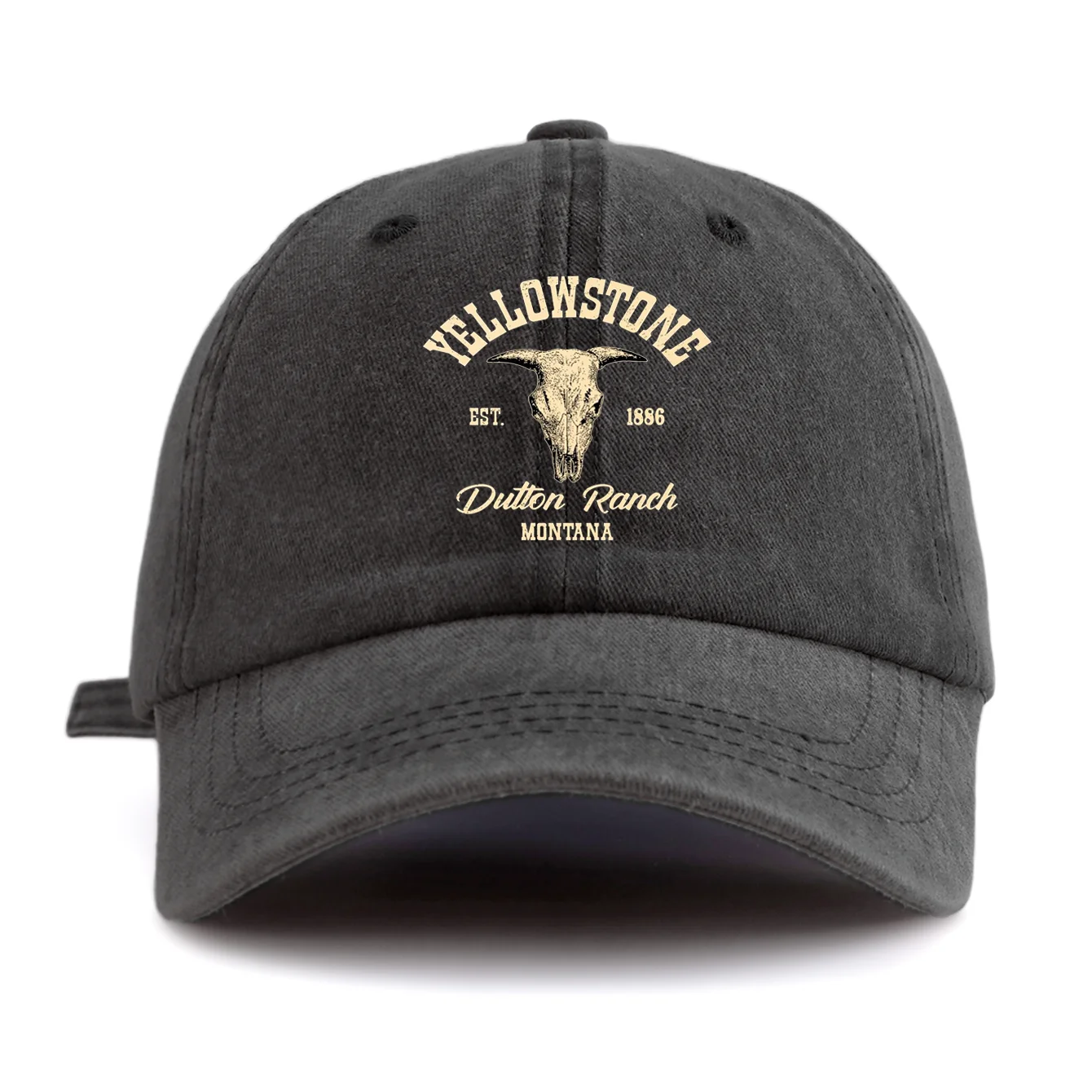 1pc Yellowstone Print Washed Baseball Cap for Adults,  Minimalist Retro Style Casual Soft Adjustable Dad Hat, Perfect As Gift