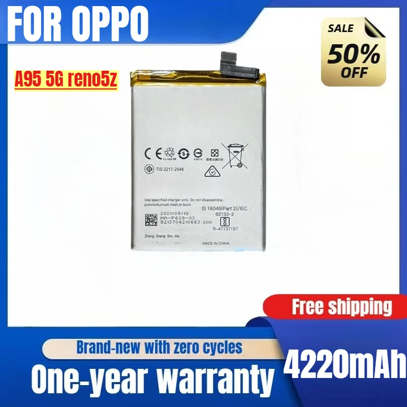 Applicable To OPPO A95 5G Reno5z Mobile Phone Battery OPPO A95 RENO5Z/BLP839 Battery replacement Bateria Grade A cell with tools