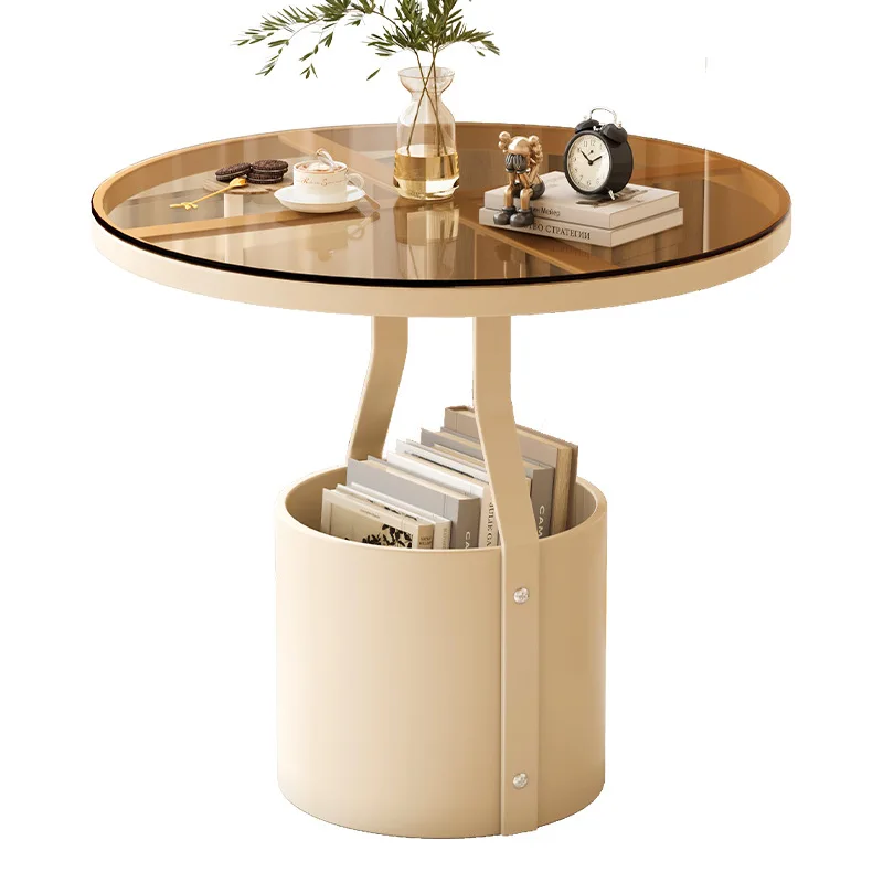 طاولة القهوة الخفيفة الفاخرة بلاطة الصخور حافة أريكة مستديرة قليلة بسيطة الإبداعية غرفة نوم السرير طاولة صغيرة شرفة طاولة مستديرة صغيرة