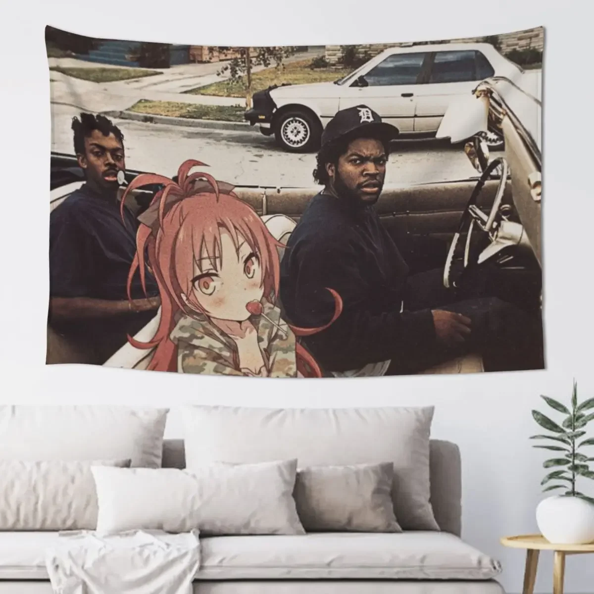 Waifuz n the Hood feat Kyoko Sakura Tapestry Nordic Home Decor Decorative Paintings Home Decoration Accessories Tapestry