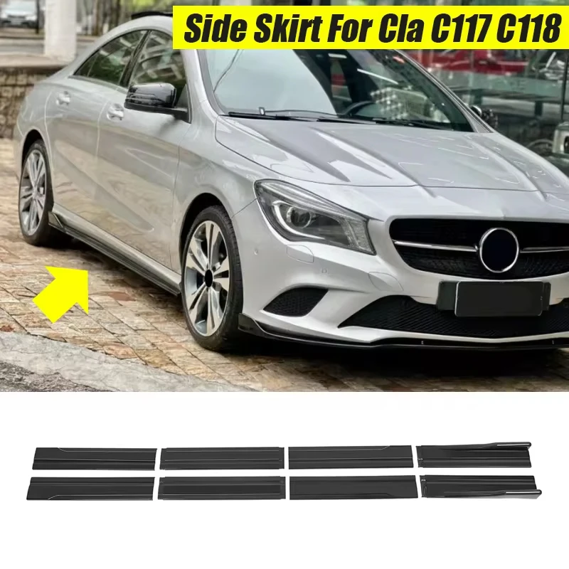 For Mercedes Benz Accessories CLA Class C117 C118 2015+ Car Side Skirt Extensions Rocker Panel Lip 8Pcs 86.6inch/2.2M