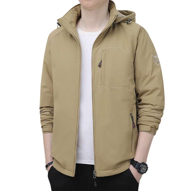

Men Mid to Long Length fleece Jacket Men Autumn and Winter Hooded Jackets Men Outdoor Casual Windproof Coats Multi Pocket Jacket