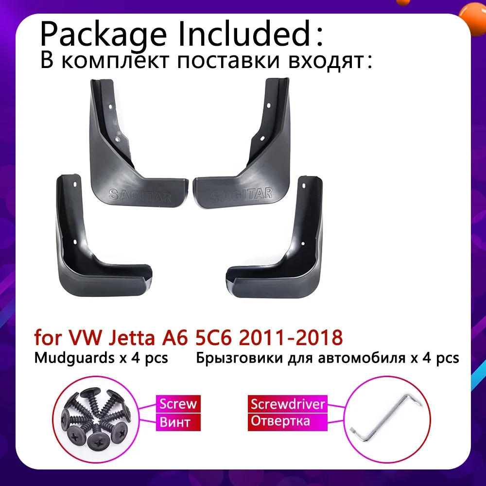 for VW Volkswagen Jetta A6 5C6 Mk6 2011~2018 Mudguards Mudflap Fender Mud Flaps Splash Guards Accessories 2012 2013 2015 2016