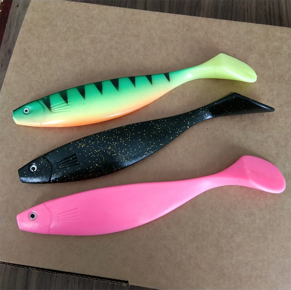 Swolfy 3pcs Saltwater Fishing Lures Big Soft Bait 23cm 71g Shad Silicone Bass Artificial Pike Swimbait Paddle Tail Jig Wobblers