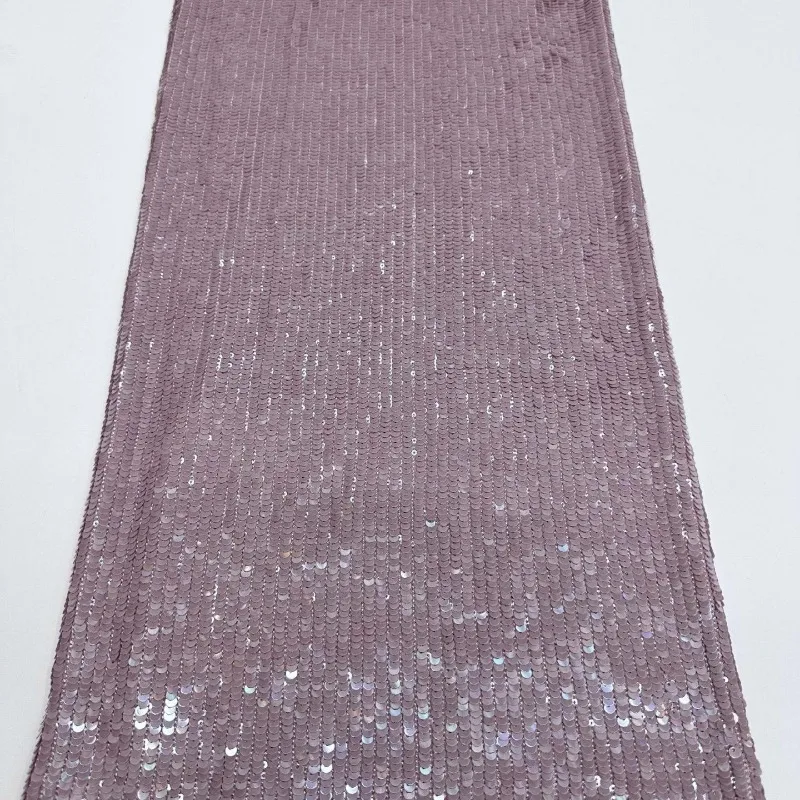 Stretch Mesh High Density Sequins Embroidery Fabric Vertical Striped  Heavy Cloth for Women Dress Evening Gown Bags Hats Fashion