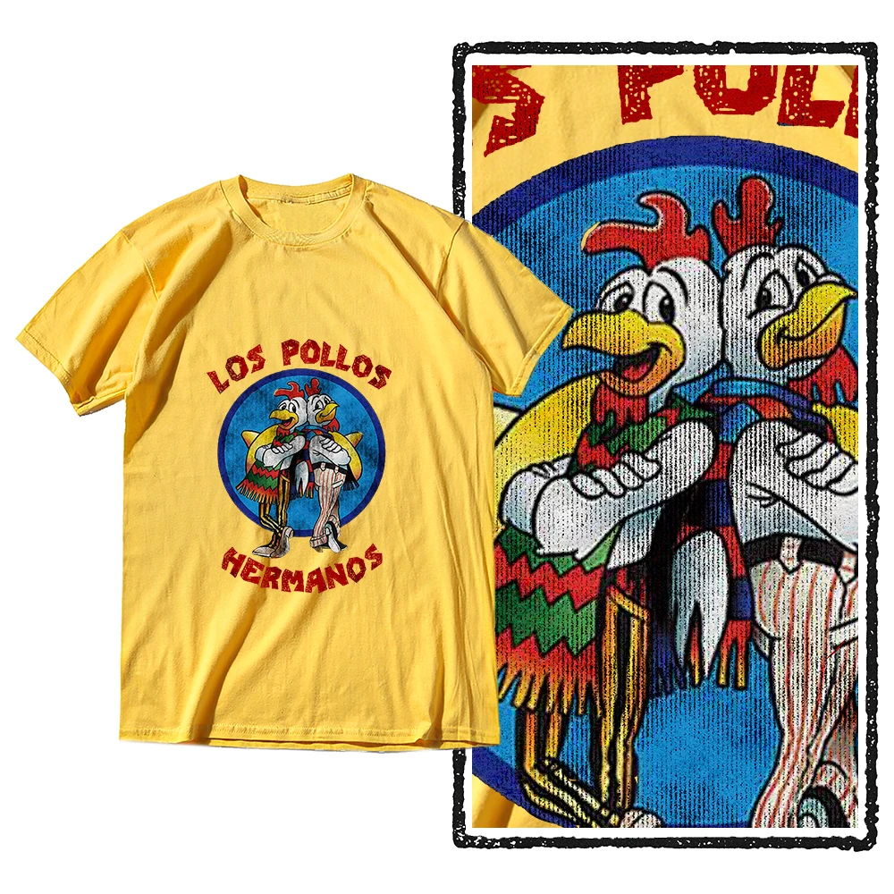 

Summer Short Sleeved Men's High Quality T-shirt 100% Cotton Breaking Bad LOS POLLOS Print Casual Funny T-shirt Male Tees Tops