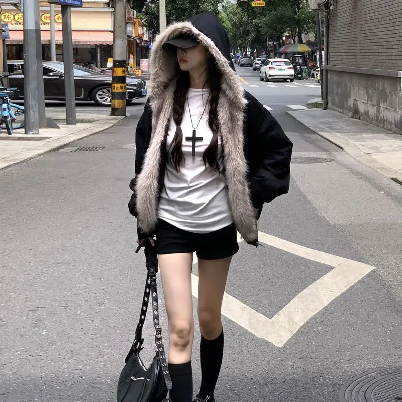 

Parka Korean Womens Jacket Well-Tailored Waterfall-Front Wide-Leg Wool-Blend Winter-Ready Washed Waist-Defining Warm-Tone Ladies