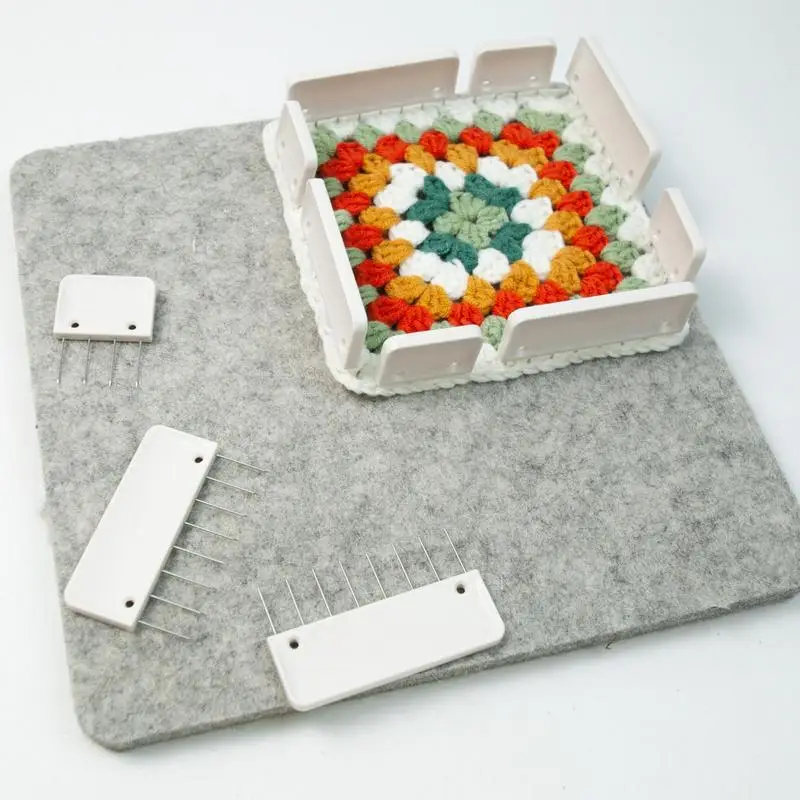 Knit Blockers Set Stainless Steel Knitting Blocking Mats and Pins with 2 Different Sizes for DIY Knit Crocheting Supplies