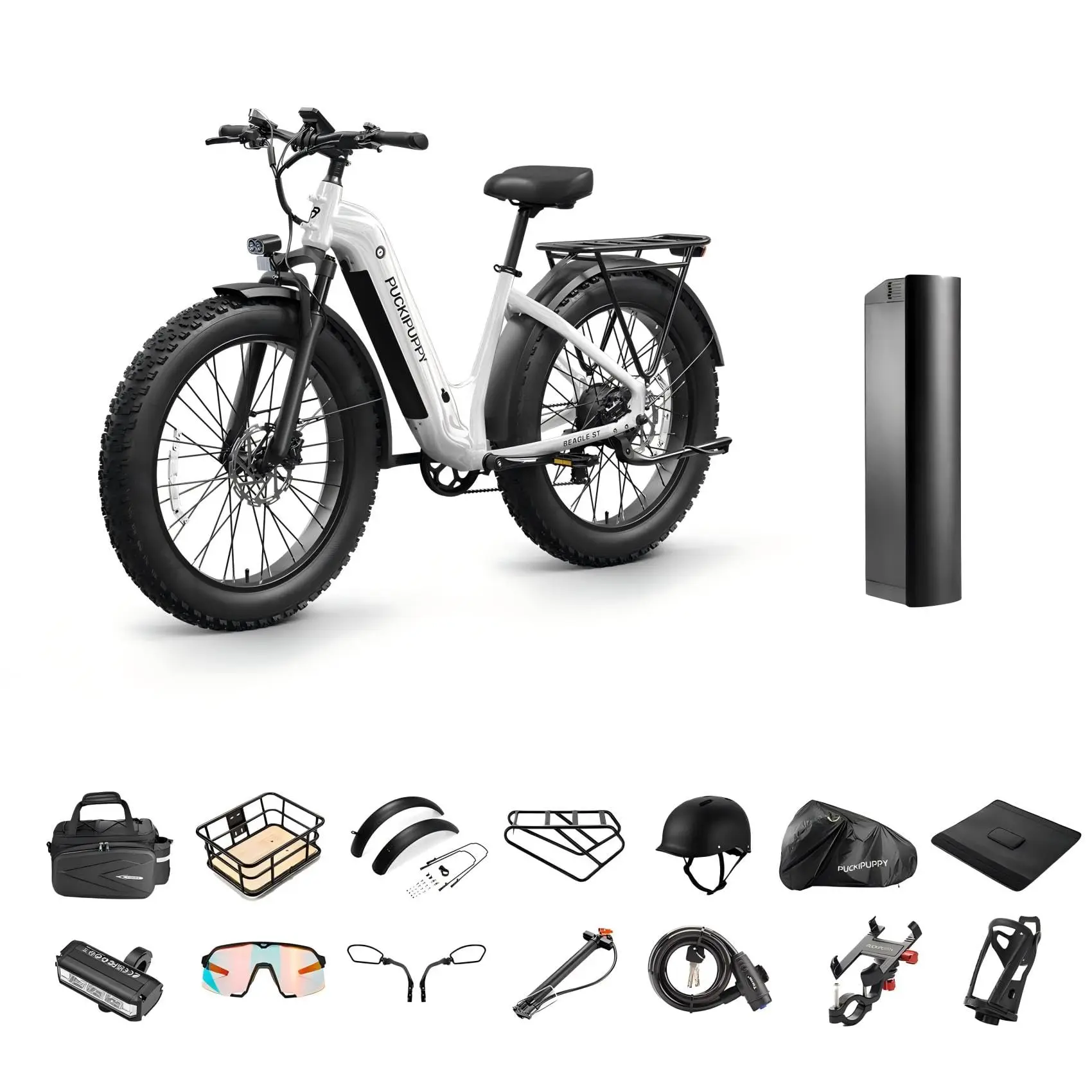 

PUCKIPUPPY Beagle ST Electric Bike 960W 48V 15AH 26" Fat Tire Off-Road Ebike with Luxury Accessory Pack and Extra Battery