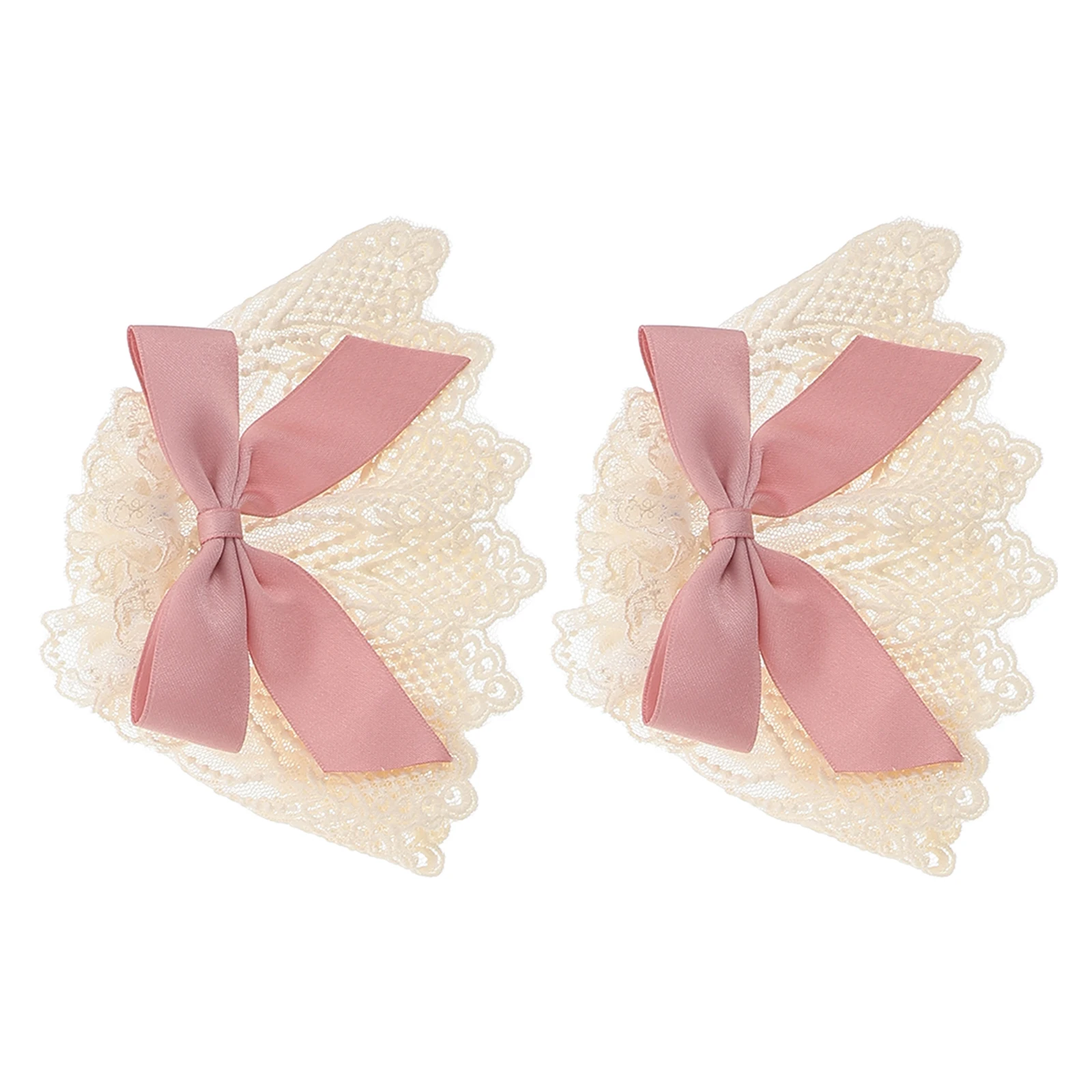 

2pcs Lace Arm Sleeves Bow Decor White Detachable Wrist Ruffle For Lolita Bridal Party Halloween Costume Accessories Bow Sleeve