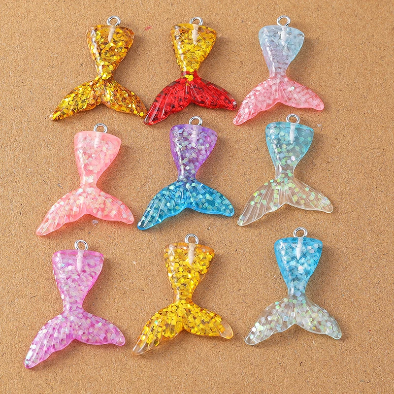 10pcs Pretty Sequin Mermaid Tail Charms Pendants for Jewelry Making Necklace Earrings DIY Women Girls Jewelry Gifts Findings