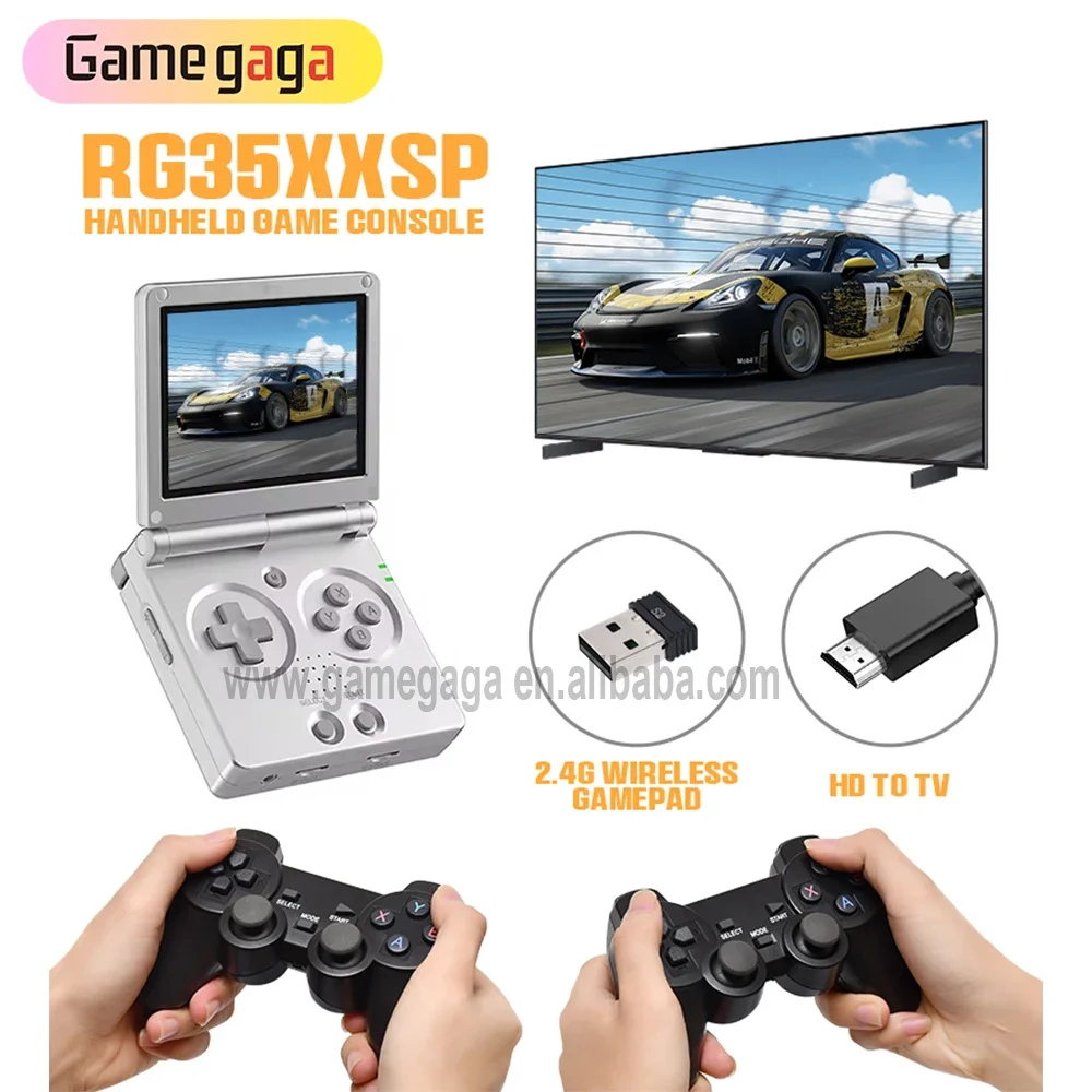 

RG35XXSP Handheld Game Machine Translation Cover Design Retro Video Game Machine 3.5 Inch IPS Screen 64GB