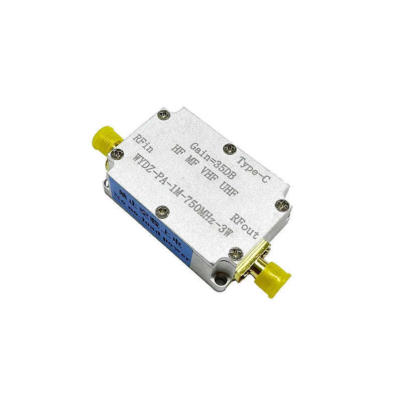 1M-750M 3W HF FM VHF UHFFM Transmitter Broadband RF Amplifier Short Wave Amplifier with Shell