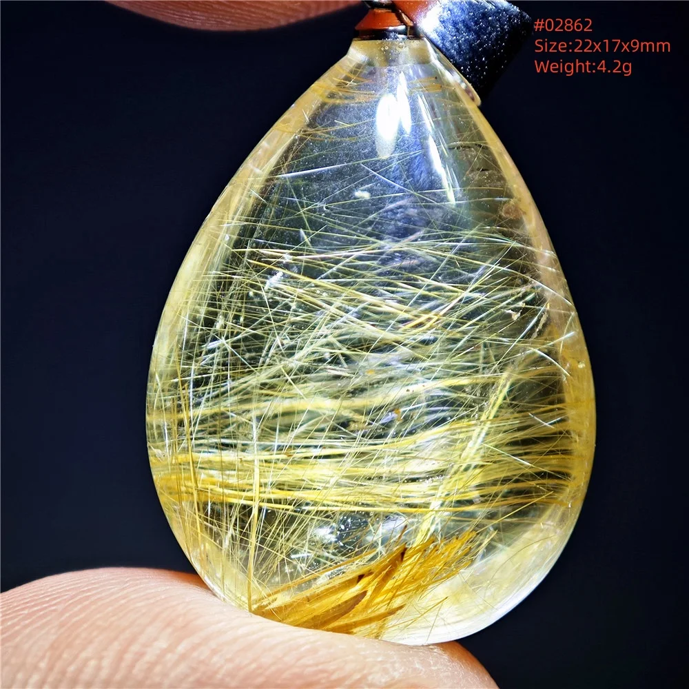 Natural Gold Rutilated Quartz Pendant Water Drop Rutilated Quartz Jewelry Sun Flower Love Women Brazil AAAAAAA