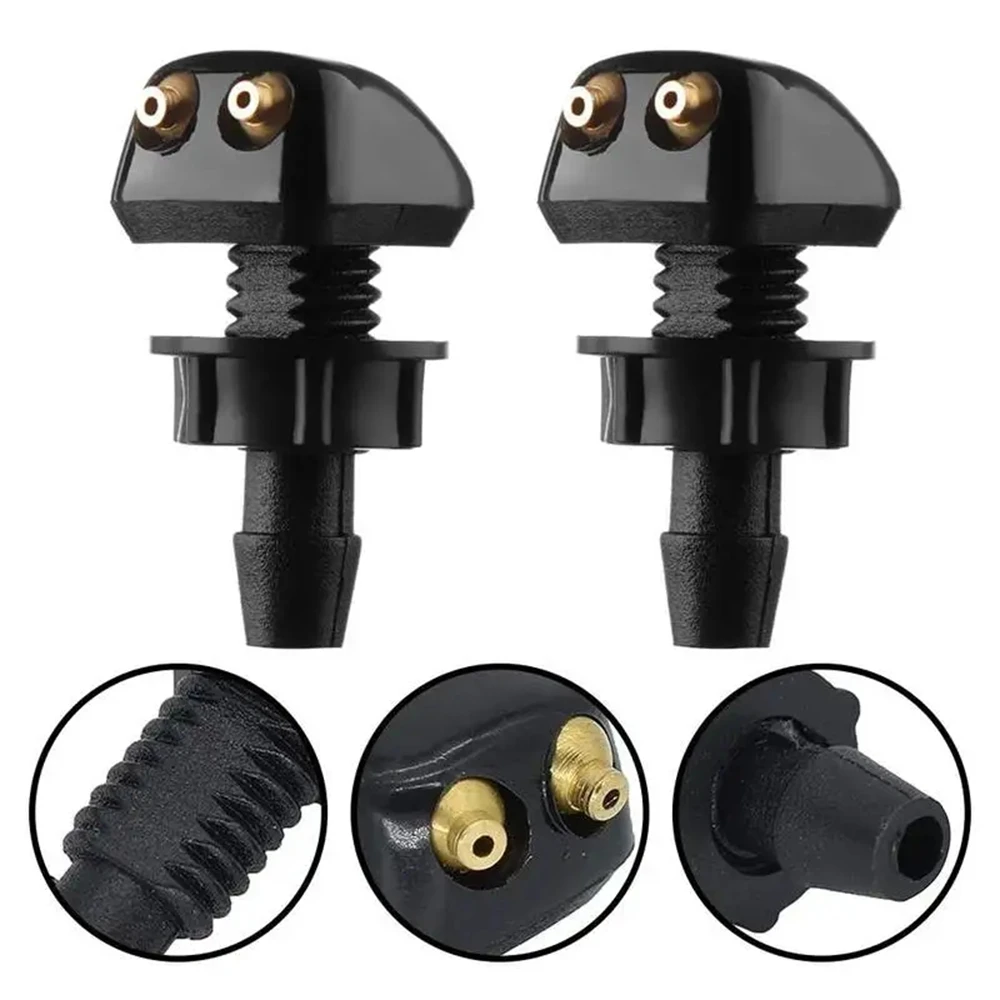 Pair 2pcs Universal Car Windshield Washer Nozzle Engine Hood Wiper Straight Column Spray Nozzle Spray Head Car Wiper Accessories