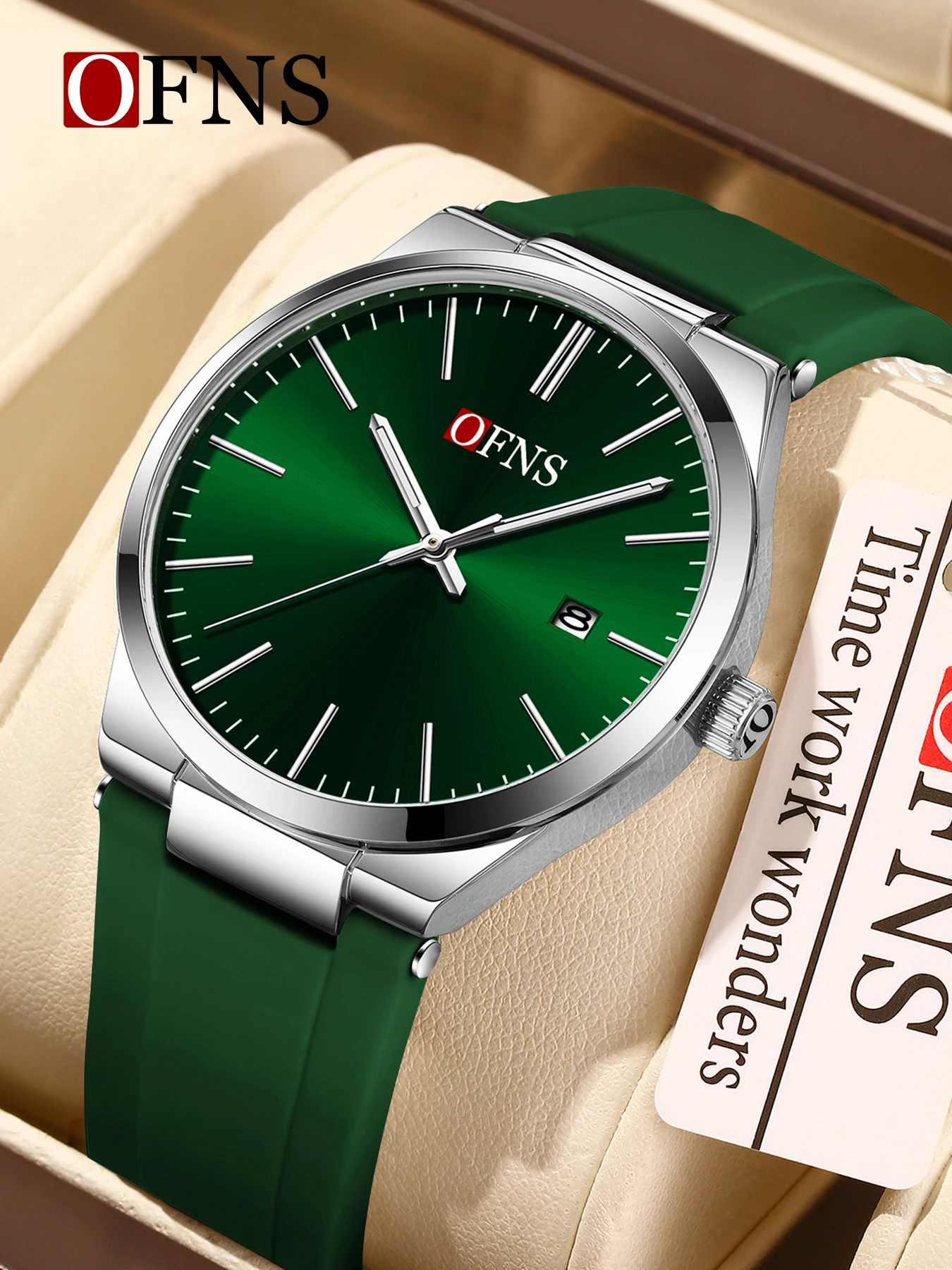 OFNS1631 ساعة كوارتز للرجال والنساء 3ATM مقاومة للماء بتقويم مضيء خفيفة الوزن 10 ملم هيكل من سبائك الزنك للجنسين #3