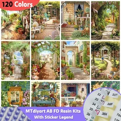 Door Garden 120 Colors AB Fairy Dust Resin Diamond Painting With Sticker 5D Home Decor Embroidery Mosaic Landscape Wall Art