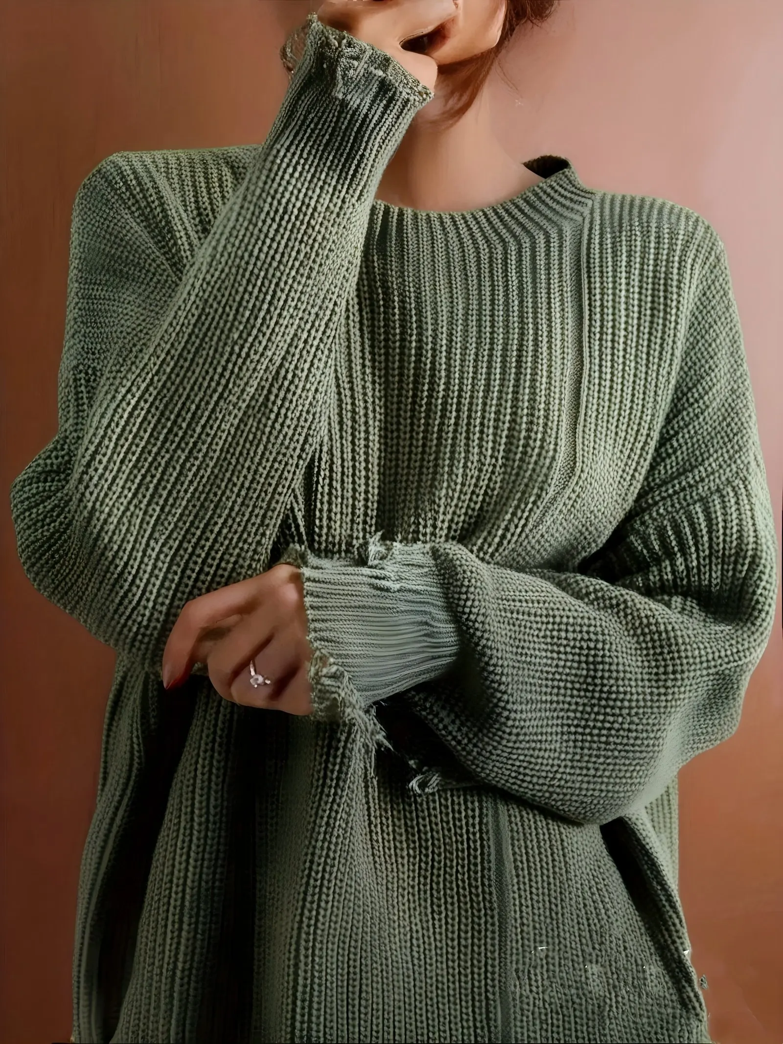 

Plus Size Women Casual Solid Crew Neck Long Sleeve Knit Pullover Sweater Autumn Winter All-match Wear