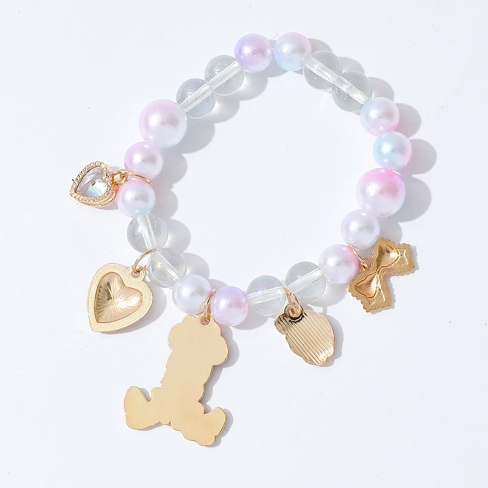 Disney Minnie Mouse Crystal Bead Charm Pulseira Elegante Pingente Joias para Mulheres e Meninas