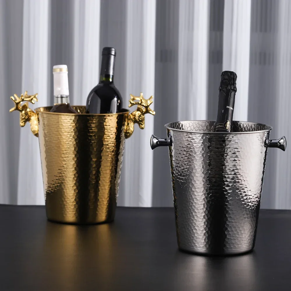 

Luxury Deer Antlers Champagne Bucket Household Wine Ice Bucket Commercial Restaurant Bar Thickened Metal