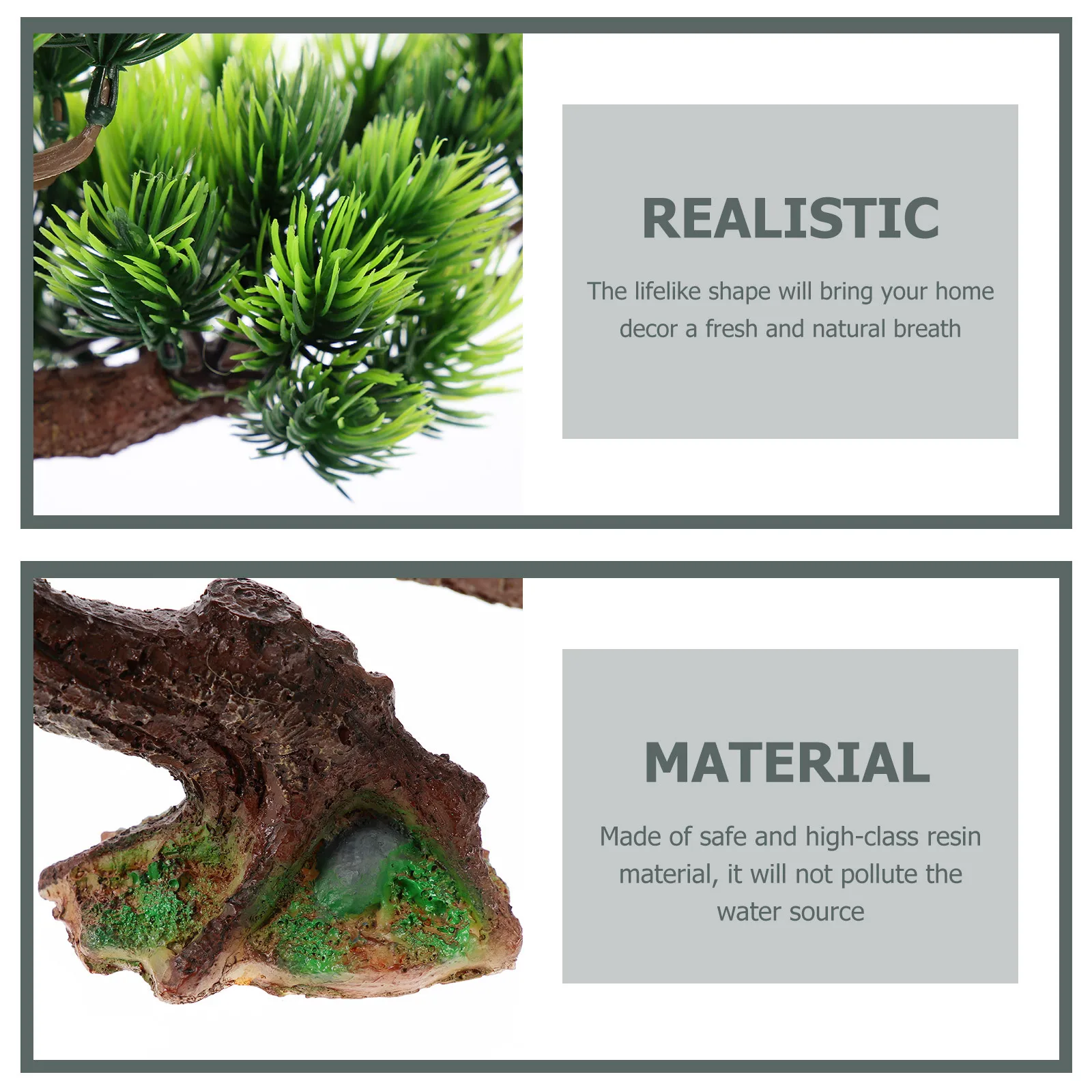 

Aquarium Decor Simulated Pine Tree Resin Plant Fish Tank Landscaping Ornament Natural Style Touch Safe Material Happy Fish
