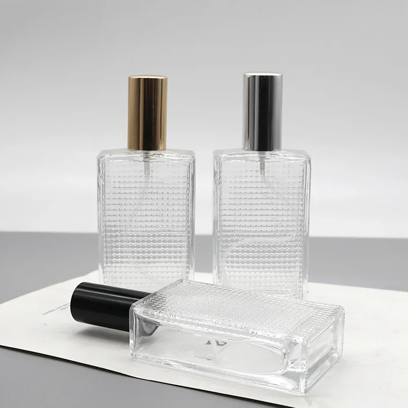 100ml Empty Glass Perfume Bottles High-end Spray Black/silver/gold Square Cosmetic Empty Perfume Bottles Men Perfume