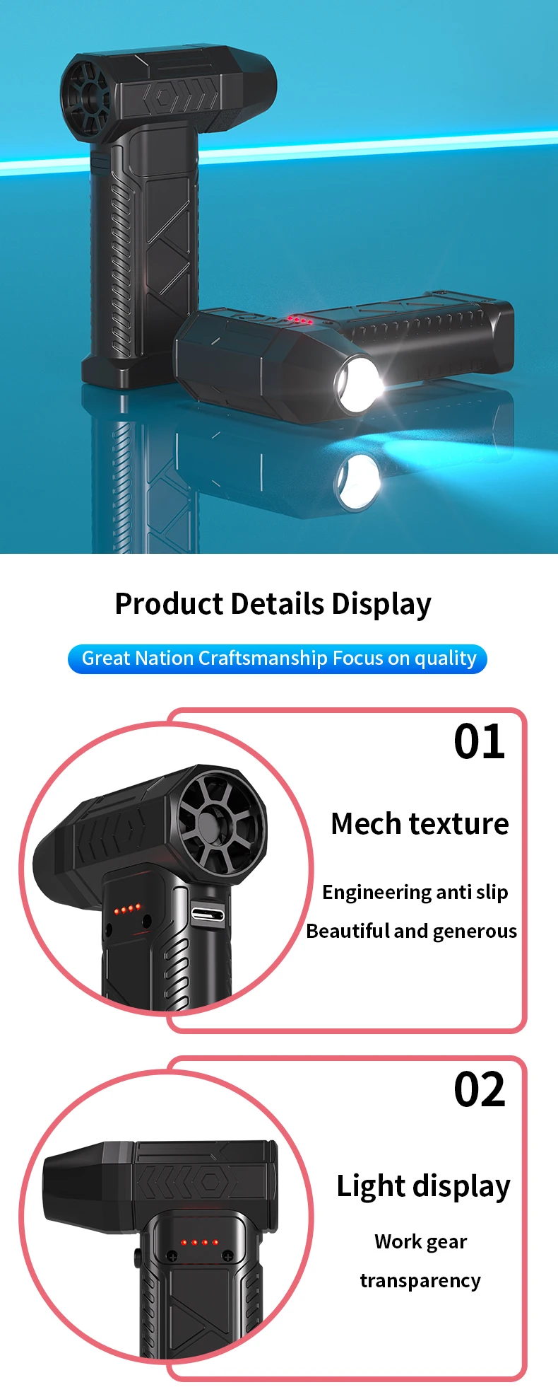 150000RPM Mini Turbo Jet Fan Brushless Motor Handheld Duct Fan 52M/S Portable Turbo Fan  with Power Display Car Keyboard Cleaner