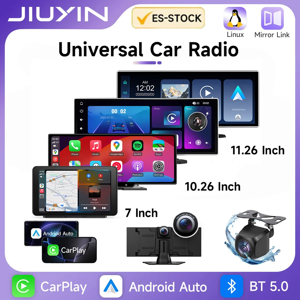 6/7/10.26/11.26'' Dash Cam Car DVR Wireless Carplay Android Auto Display Screen Smart Car Radio System Video Dual Lens Recorder