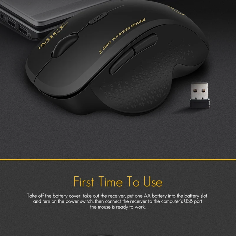 AT14 IMICE Wireless Gaming Mouse Ergonomic Mouse 6 Keys LED 1600 DPI Computer Charge Mouse Gamer Mice For PUBG FPS Game