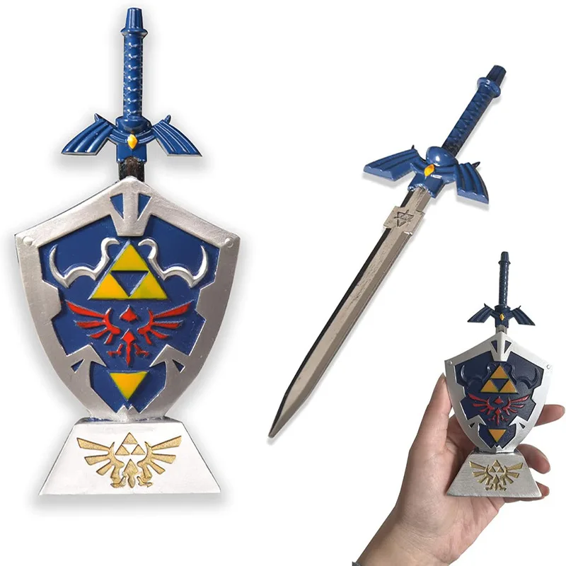 Zeldas Master Sword Ornaments Resin Material Collectible Home Decoration Link Weapon Shield Cospaly Prop Toys Gifts Birthday Boy