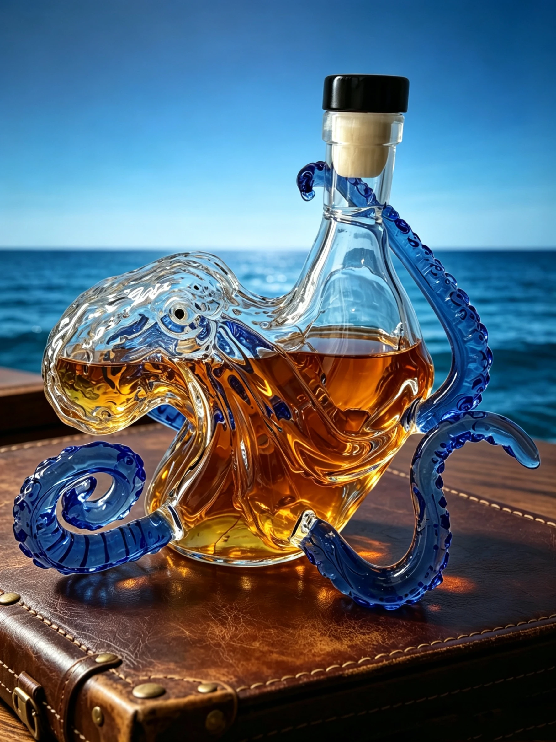 Glass Bottle Sea Monster Octopus Rum Wine Bottle Decoration Bar Wine Enthusiasts Art Collection Decoration Decanter Wine view 5