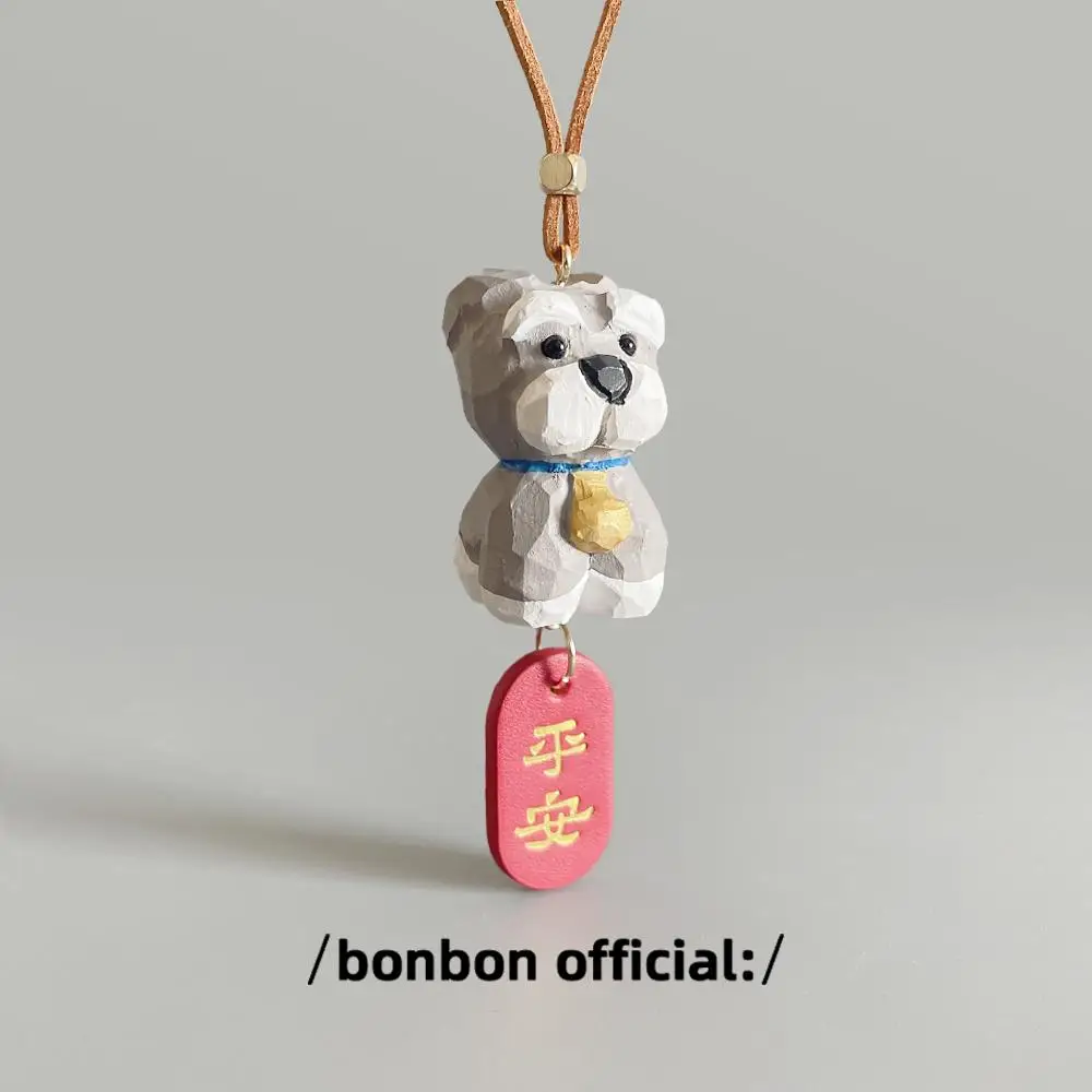 

Резной деревянный кулон-талисман с шнауцером для автомобиля, подвеска на зеркало заднего вида, украшение для автомобиля, подарок для новых авто