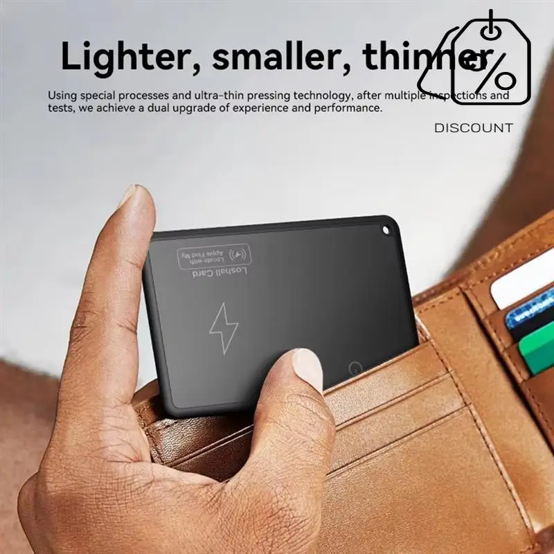 AS95-2Pcs ไร้สายชาร์จติดตามตําแหน่ง MINI กระเป๋าสตางค์ Tracker การ์ดกันน้ํา GPS Locator ทํางานสําหรับ iPhone ค้นหา Tracker ของฉัน