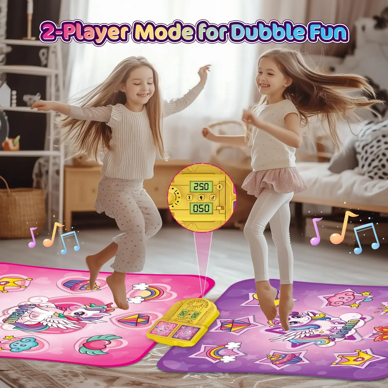 VATOS Unicorn Dance Mat x2 Toys for Girls 9-Level Dancing Game Indoor Outdoor Music Play Mat Birthday Gifts for Kids Ages 3+