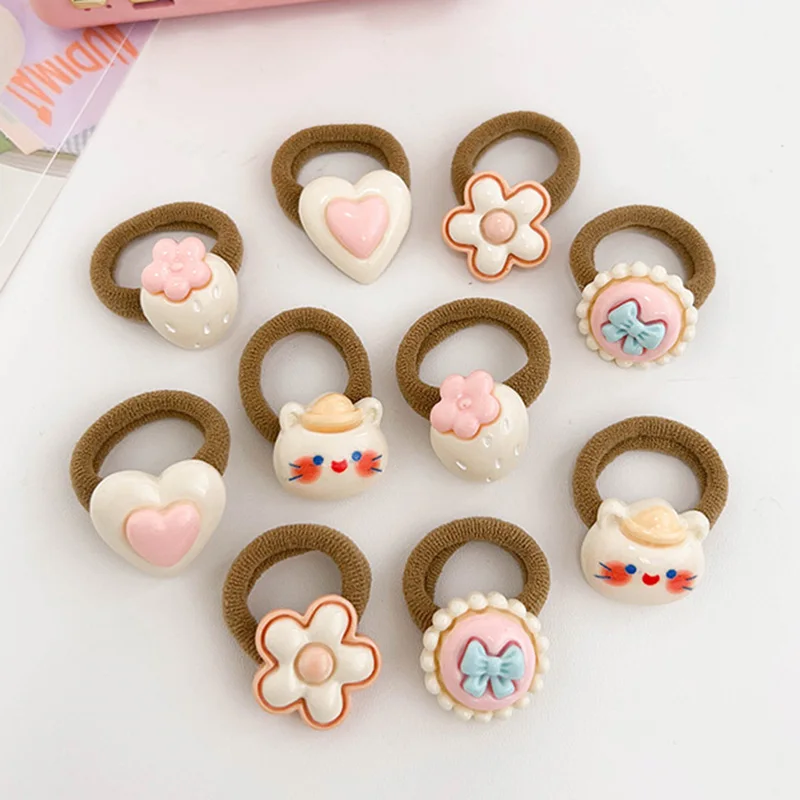 Cute High Elasticity Hair Ties for Girls, Soft Towel Loop Hair Bands, Non-Damaging Ponytail Holders, Perfect for Kids' Hairstyle