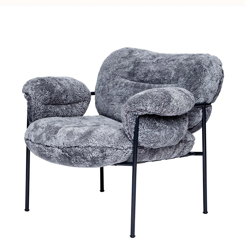 

Deluxe dining chair with teddy fleece and metal frame, suitable for home and hotel use