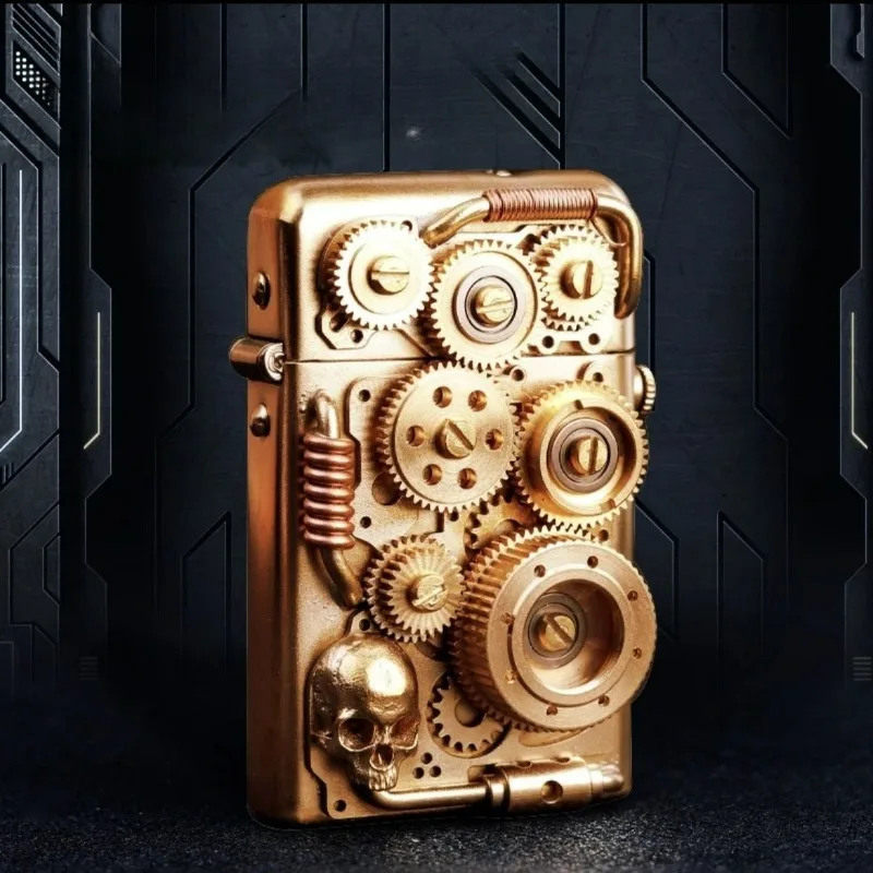 Zorro Steampunk briquet créatif engrenage liaison en laiton rétro manuel personnalisé Machine No.1 cadeau Collection pour hommes briquets fumer