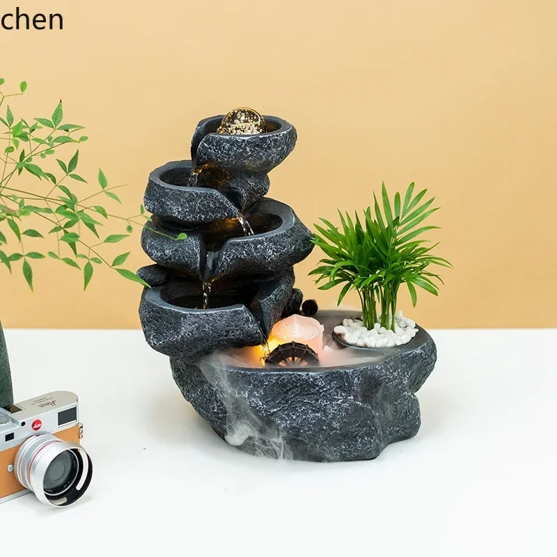 Creative Rockery Fountain Desktop Water Flow Ornament Circulating Water High-end Wealth Feng Shui Wheel Decoration