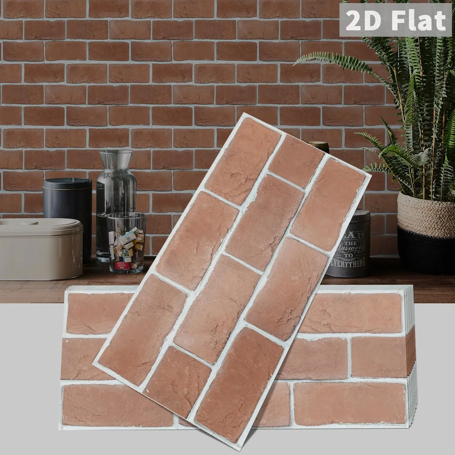 

2D Brick Pattern Wall Stickers Self-Adhesive Removable Tile Decals for Kitchen Bathroom Home Decor