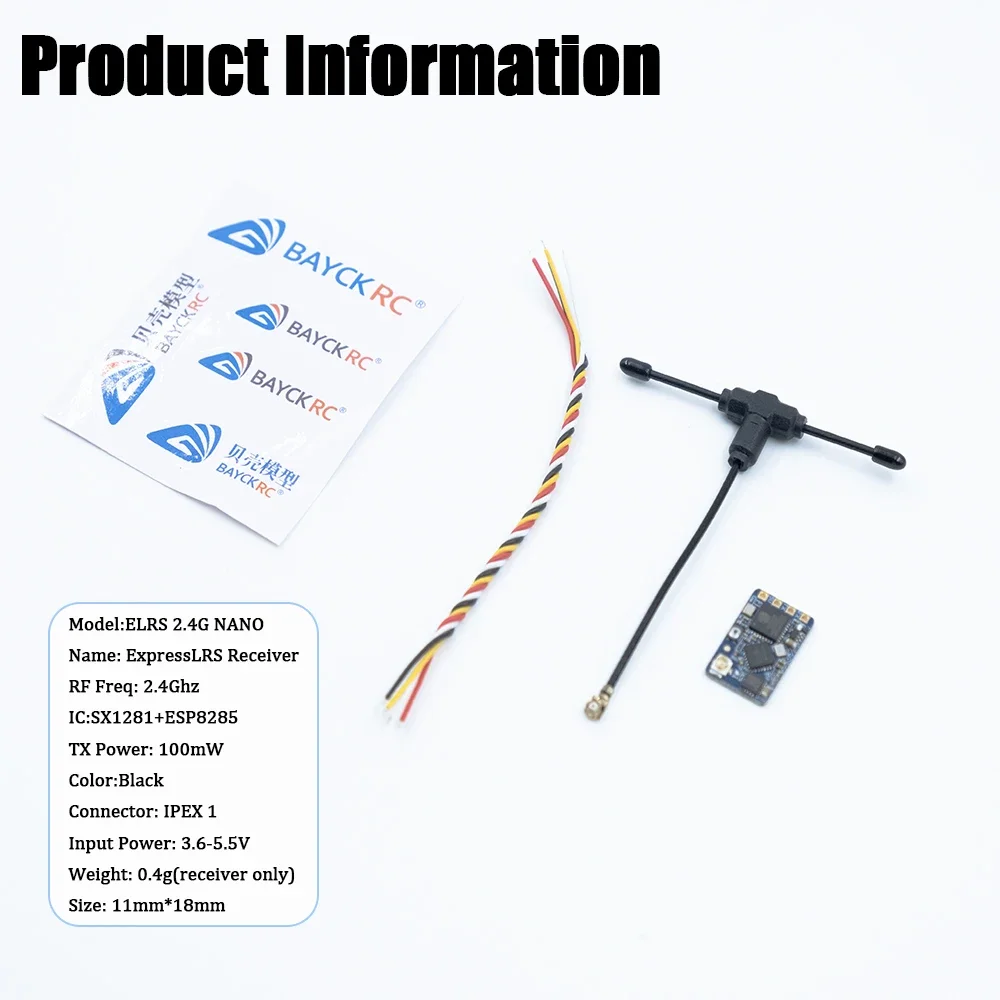 Receptor BAYCK Nano ELRS 915MHz 2,4GHz banda dupla, longo alcance com antena T, WiFi atualizado para quadricóptero RC FPV Racing Drone