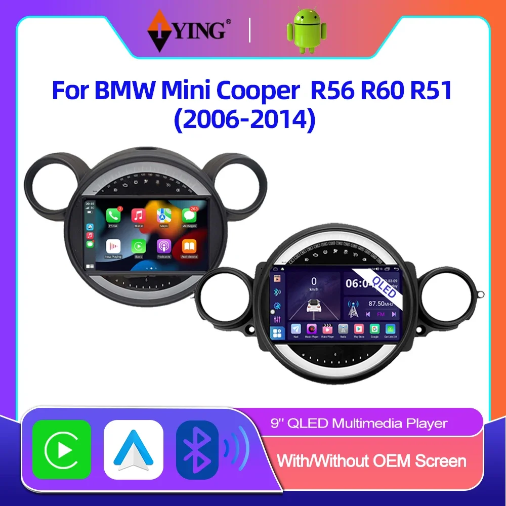

9 Inch QLED Car Radio Android Auto for BMW Mini Cooper R56 R60 R51 2006 07 08 09 10 11 12 13 14Carplay Multimedia GPS Navigation