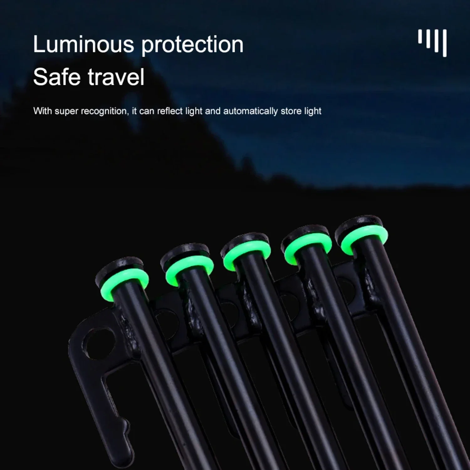 50/100Pcs Fluorescent Circle Canopy Tent Nail Luminous Ring O-shaped Reflective Light Warning Outdoor Camping Hiking Accessories