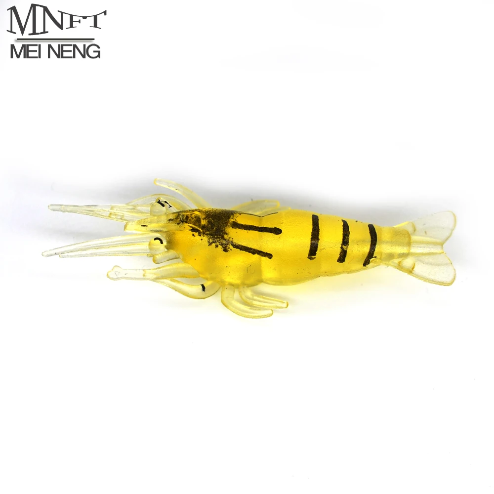 

MNFT 20Pcs 1.1g 4.5cm Luminous Glow Shrimp Lure Silicone Soft Shrimp Baits Saltwater Freshwater Ice Fishing Lifelikeg Lures