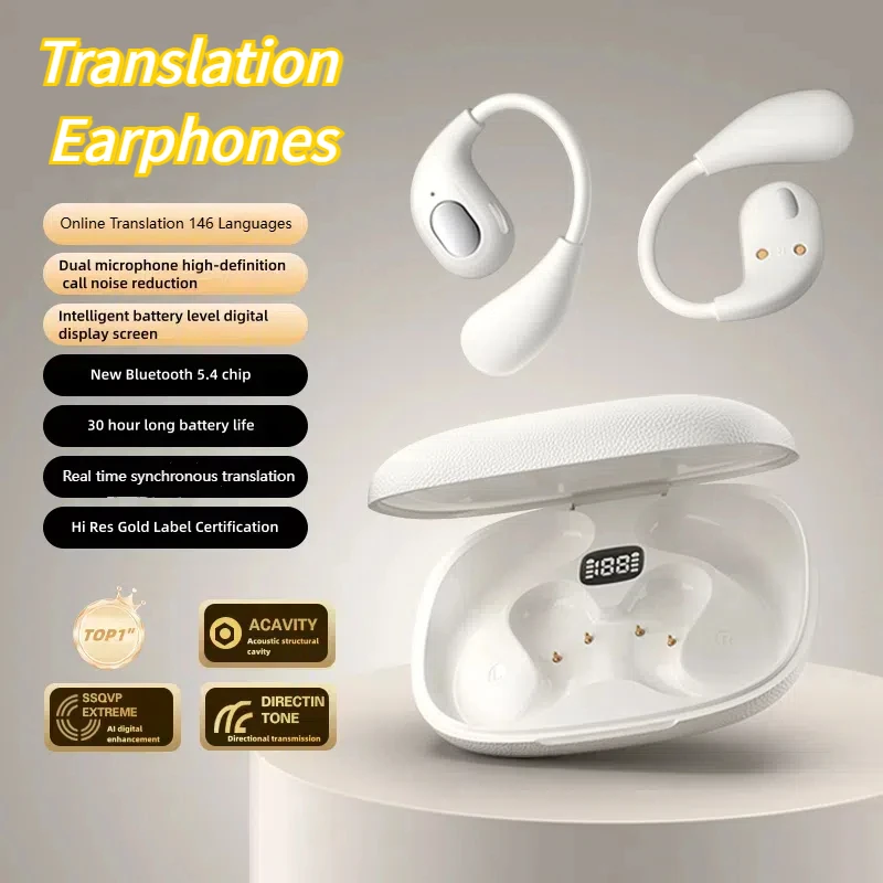 

Translation Earphones Online Translation APP 146 Languages Bluetooth 5.4 LED Display Long Standby Real-time Language Translator