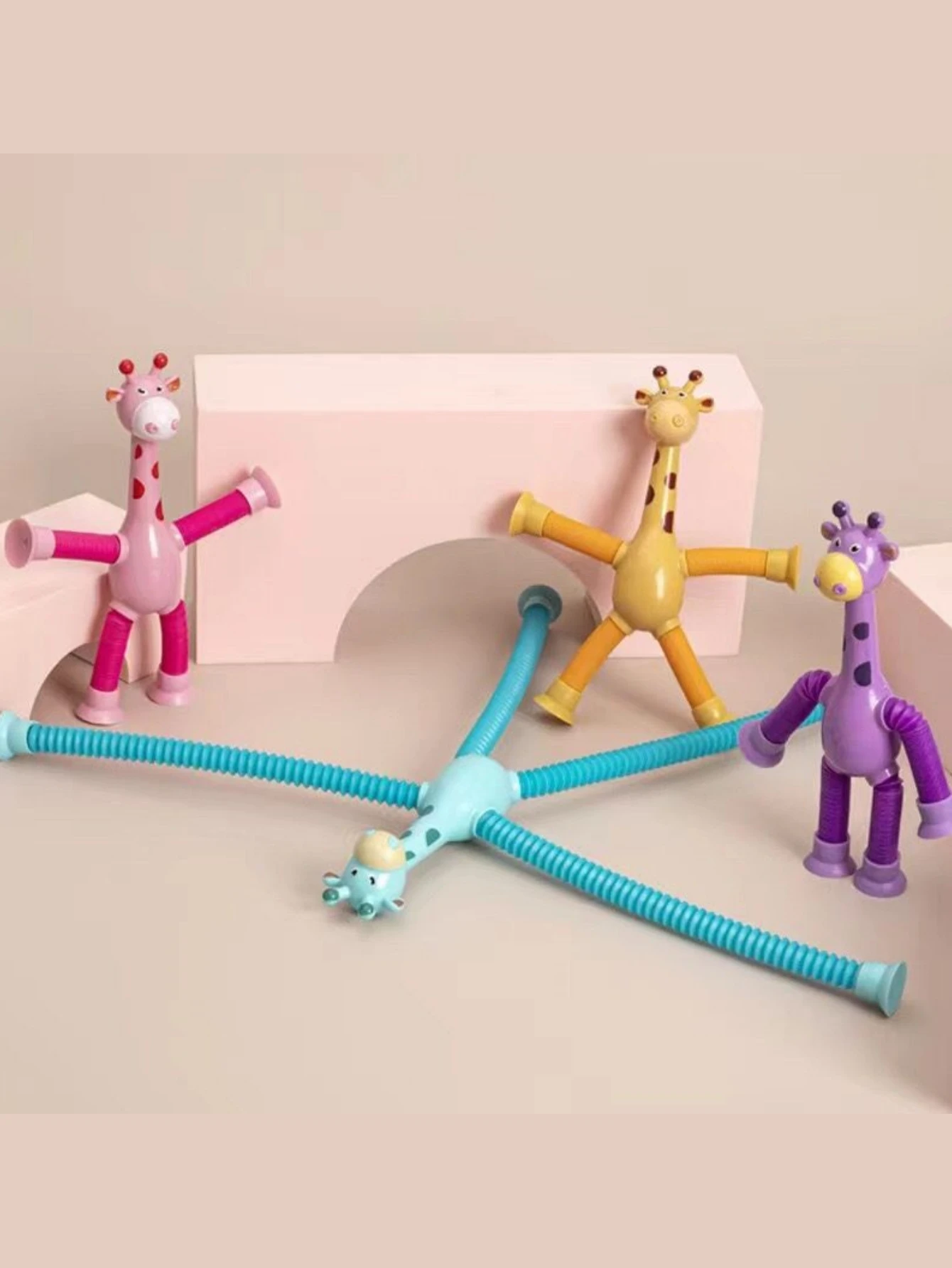 Suction cup giraffe telescopic and ever-changing luminous toy children\'s cartoon creative educational toy stretch telescopic